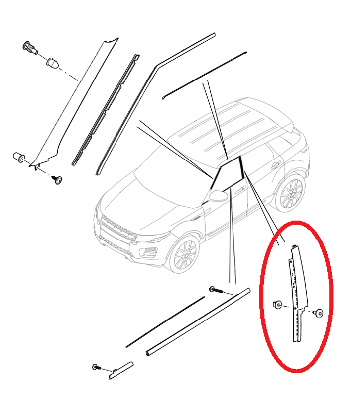 LR050758 - RH Finisher "B" Pillar Black - 3 Door Range Rover Evoque 2012-2019 - Genuine Land Rover Image 1