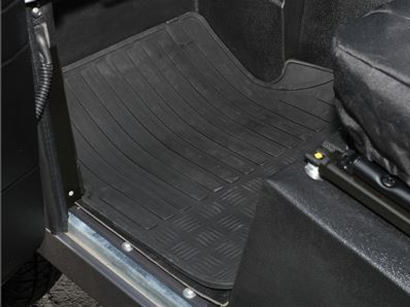 DA4423 - Land Rover Defender Rubber Footwell Mat Set - Front In Black - By Autograph - Fits all Defender Models from 1998-2007 Image 1