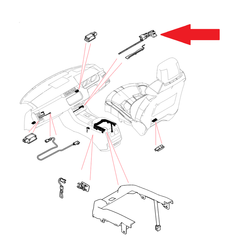 LR054303 - Front Interior Lighting Wire - Range Rover Sport with Configurable Ambient / Premium Lighting Interior - Genuine Land Rover  Image 1