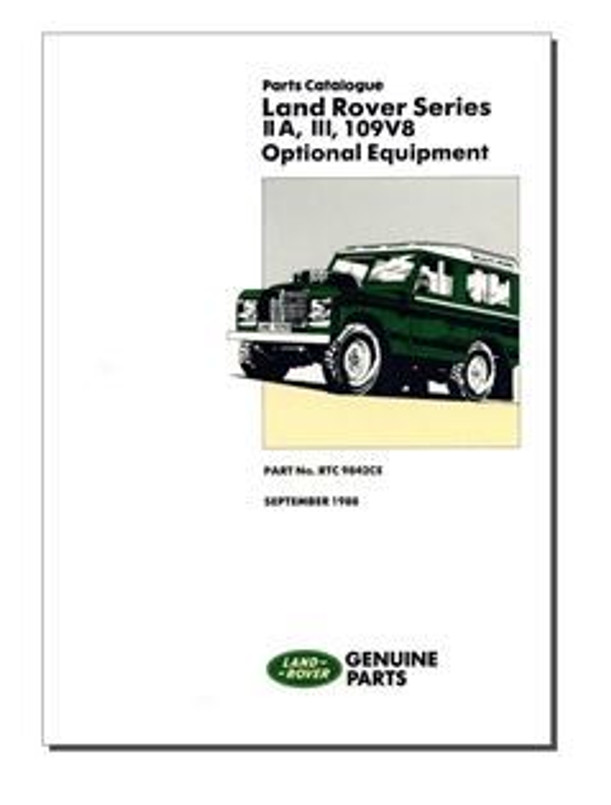 RTC9842CE - Parts Catalogue for Land Rover Series 2A, 3 & 109 V8 - Optional Equipment Book Image 1