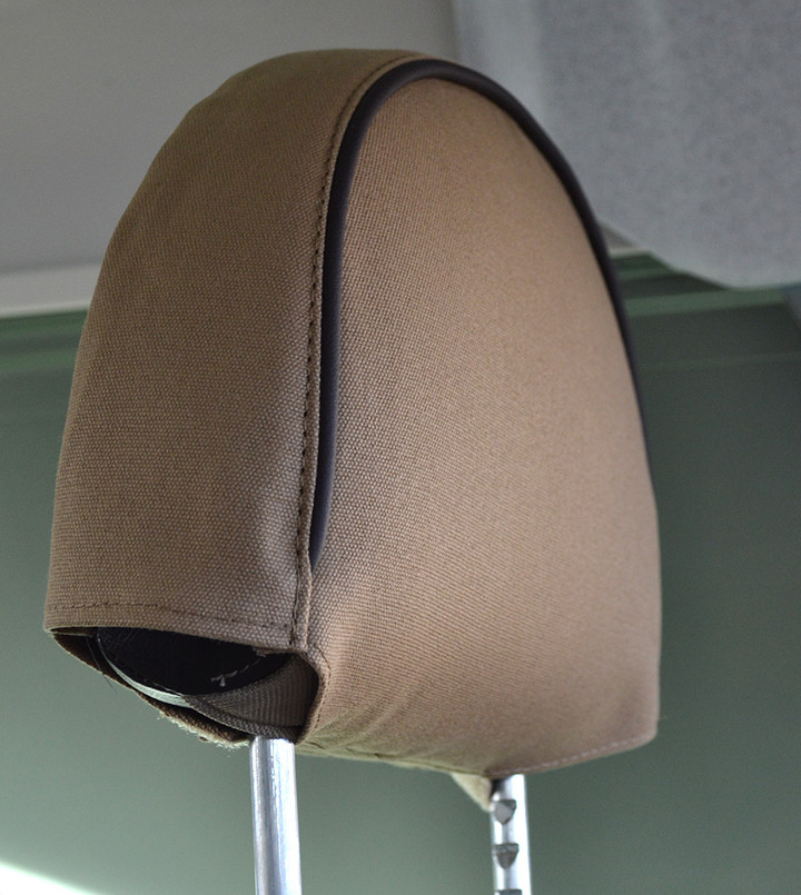 EXT019-5 - Front Outer Seat Covers (Pair) - Defender Puma / TD4 2007 onwards - Sand Canvas - By Exmoor Trim Image 2