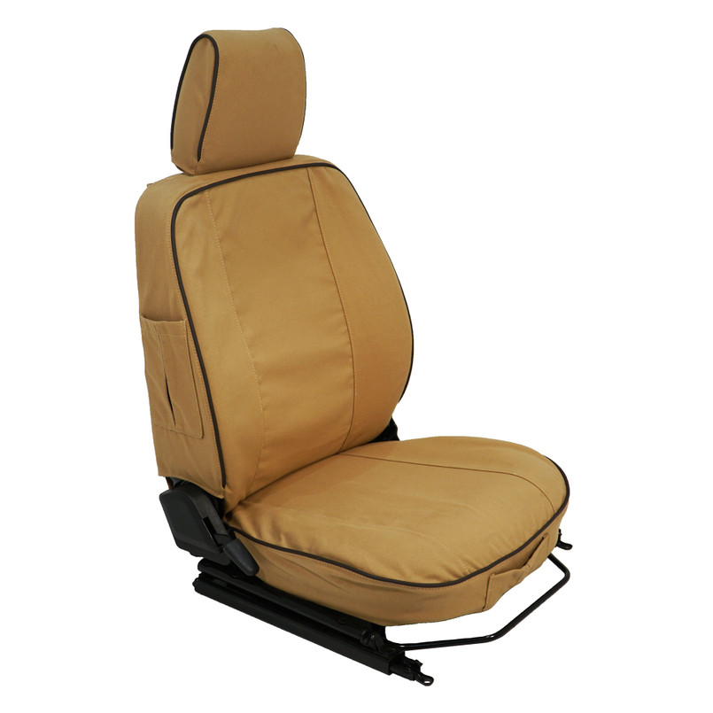 EXT019-1 - Front Outer Seat Covers (Pair) - Defender Pre 2007 - Sand Canvas - By Exmoor Trim Image 6