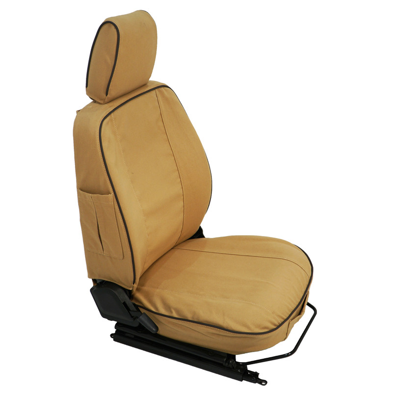 EXT019-1 - Front Outer Seat Covers (Pair) - Defender Pre 2007 - Sand Canvas - By Exmoor Trim Image 12