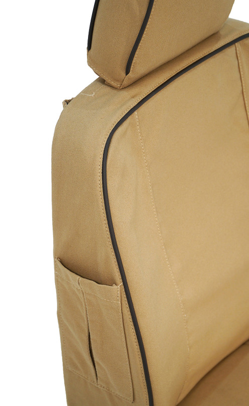 EXT019-1 - Front Outer Seat Covers (Pair) - Defender Pre 2007 - Sand Canvas - By Exmoor Trim Image 15