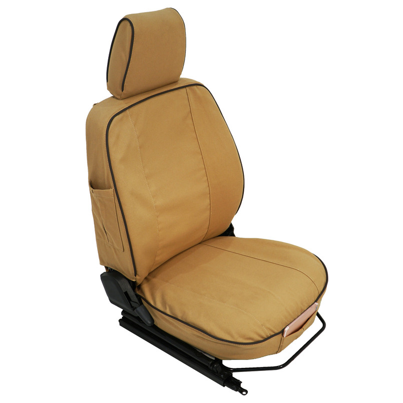 EXT019-1 - Front Outer Seat Covers (Pair) - Defender Pre 2007 - Sand Canvas - By Exmoor Trim Image 11