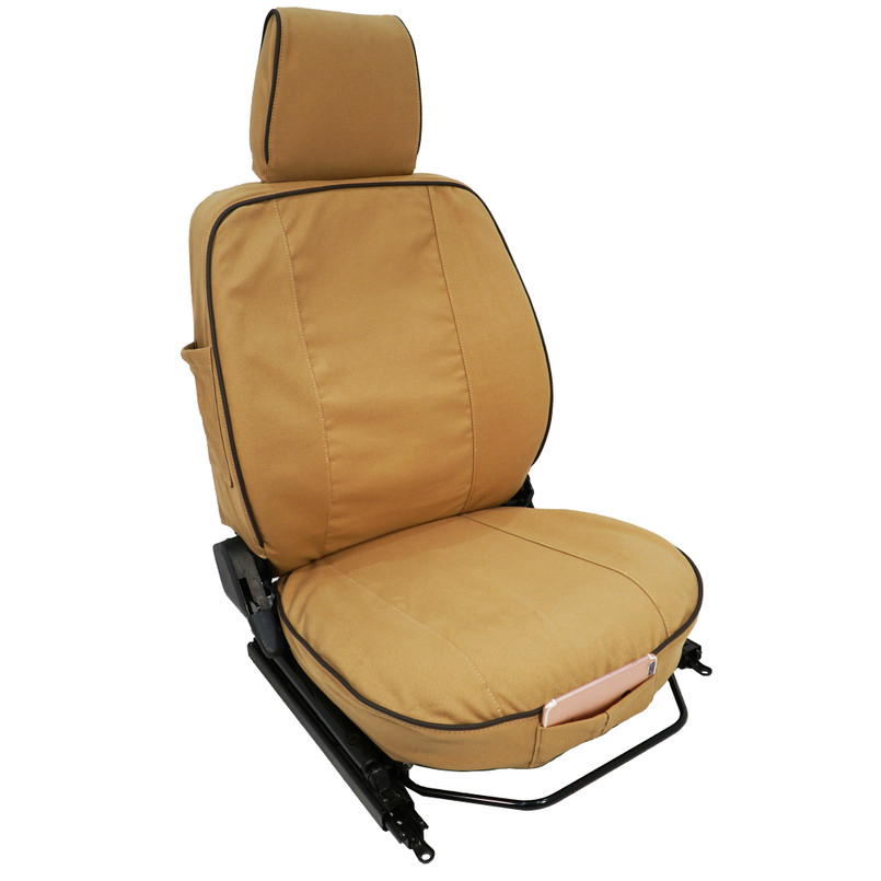 EXT019-1 - Front Outer Seat Covers (Pair) - Defender Pre 2007 - Sand Canvas - By Exmoor Trim Image 14