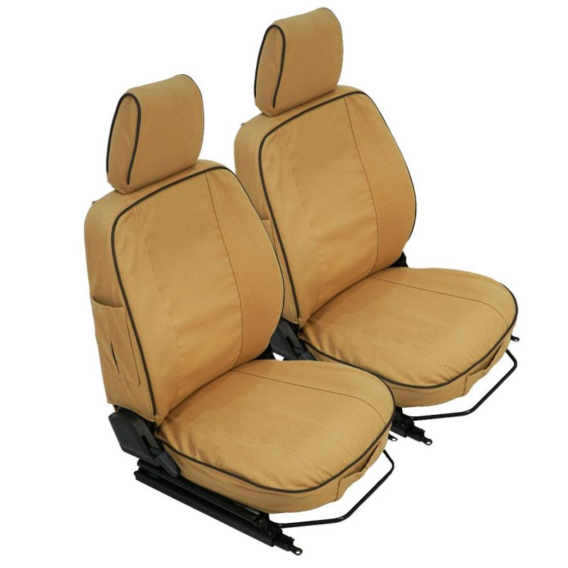 EXT019-1 - Defender Front Outer Canvas Seat Cover (Pair) Pre 2007 Sand  - By Exmoor Trim Image 1