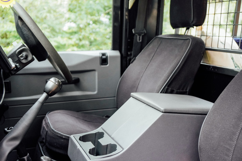 EXT019-45 - Front Outer Seat Covers (Pair) - Defender Pre 2007 - Black Canvas - By Exmoor Trim Image 6