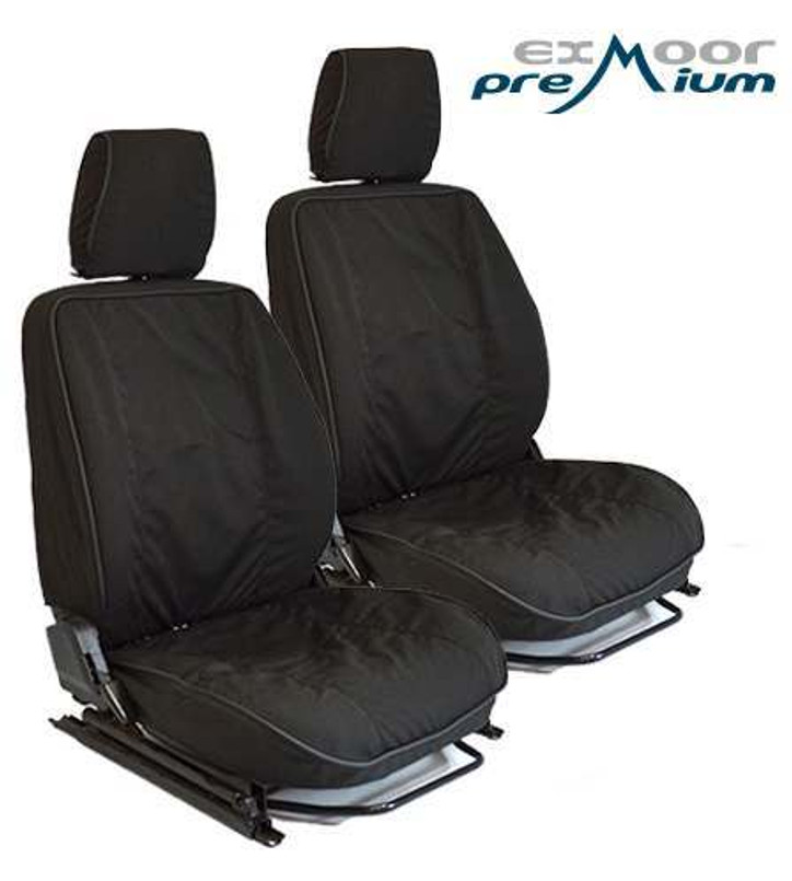 EXT019-45 - Defender Front Outer (Pair) Pre 2007 Black Canvas - By Exmoor Trim Image 1