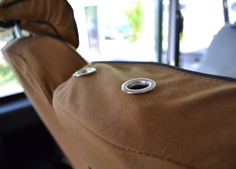 EXT019-10 - 2nd Row 60/40 Split Seat Covers - Defender Puma / TD4 from 2007 onwards - Canvas Sand - By Exmoor Trim Image 2