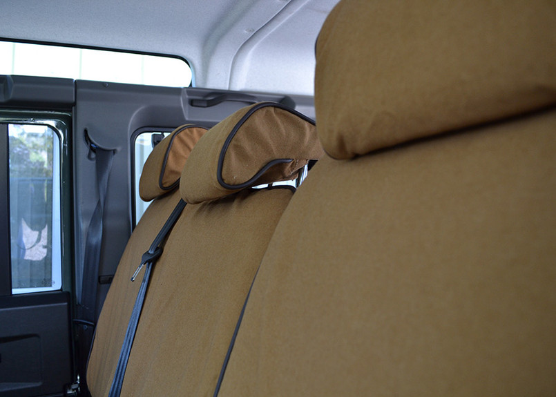EXT019-10 - 2nd Row 60/40 Split Seat Covers - Defender Puma / TD4 from 2007 onwards - Canvas Sand - By Exmoor Trim Image 9