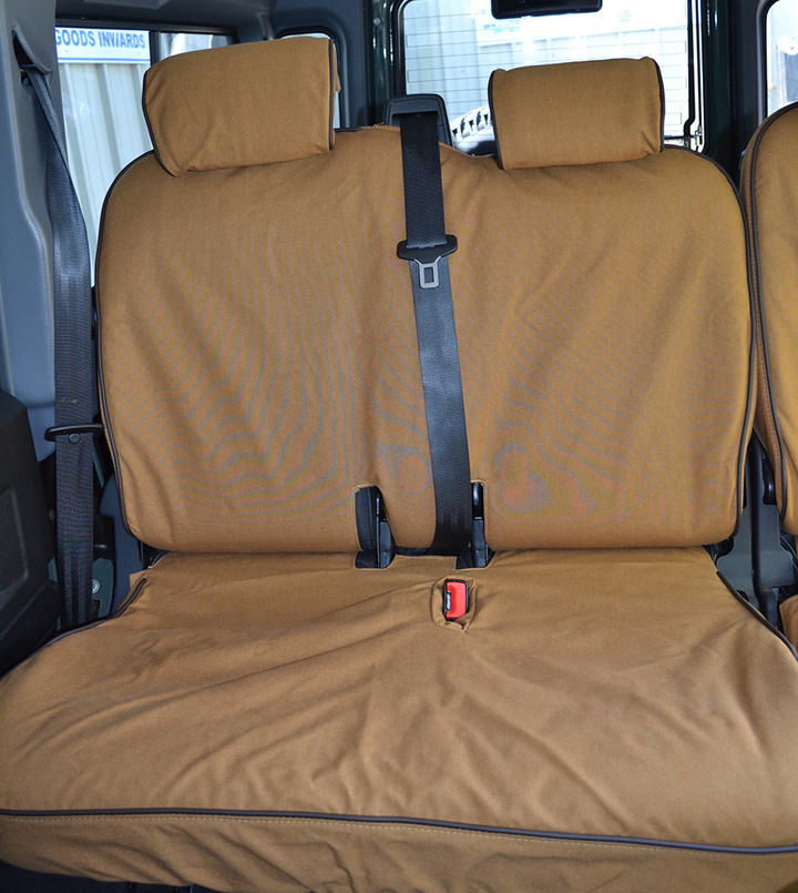 EXT019-10 - 2nd Row 60/40 Split Seat Covers - Defender Puma / TD4 from 2007 onwards - Canvas Sand - By Exmoor Trim Image 6