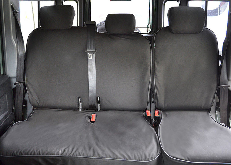 EXT019-49 - 2nd Row 60/40 Split Seat Covers - Defender Puma / TD4 from 2007 onwards - Canvas Black - By Exmoor Trim Image 1