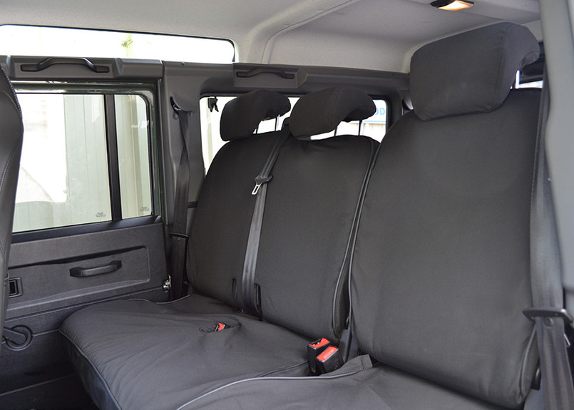 EXT019-49 - 2nd Row 60/40 Split Seat Covers - Defender Puma / TD4 from 2007 onwards - Canvas Black - By Exmoor Trim Image 6