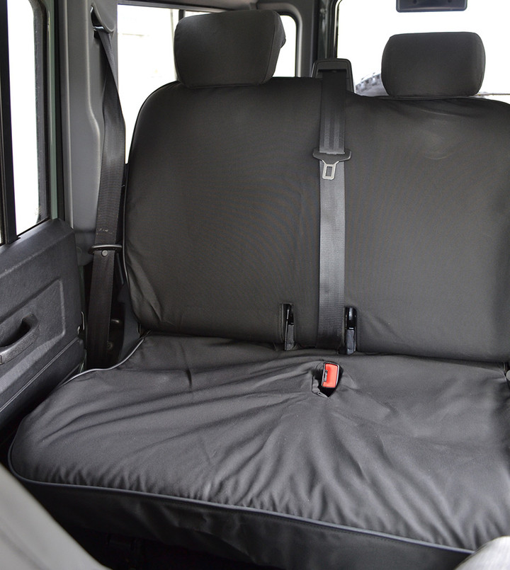 EXT019-49 - 2nd Row 60/40 Split Seat Covers - Defender Puma / TD4 from 2007 onwards - Canvas Black - By Exmoor Trim Image 11