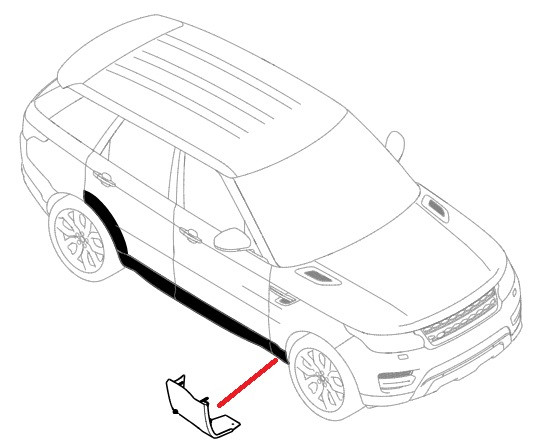 LR064264 - Right Hand Front Wing Body Sill Moulding for Range Rover Sport L494 - Non Colour Coded - Genuine Land Rover Image 1