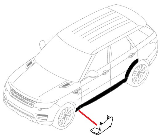 LR064266 - Left Hand Front Wing Body Sill Moulding for Range Rover Sport L494 - Non Colour Coded - Genuine Land Rover Image 1