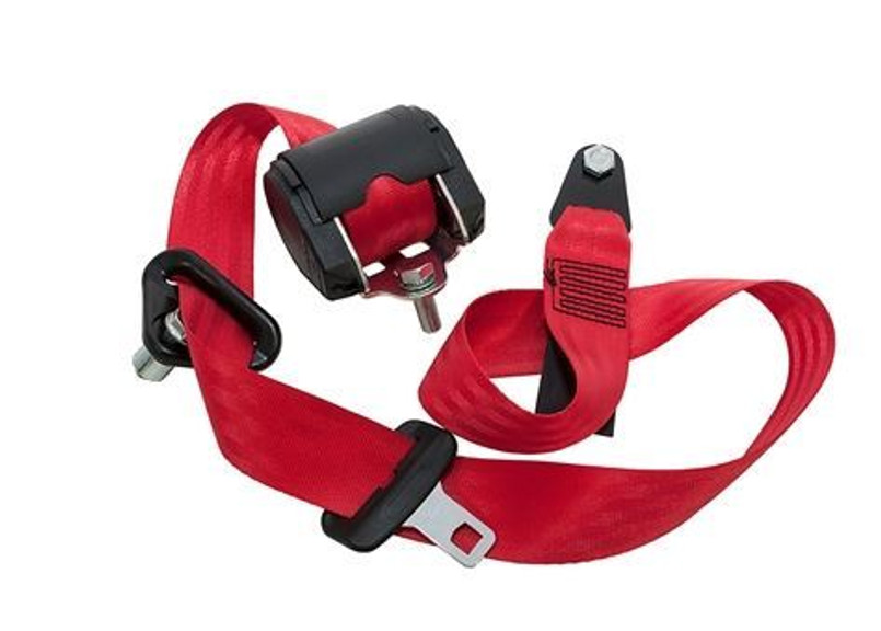 DA5057 - Defender Seat Belt in Red - Fits to Left or Right Hand Side of Station Wagon Vehicle up to 2006- Standard Belt, Tyre Approved Image 1