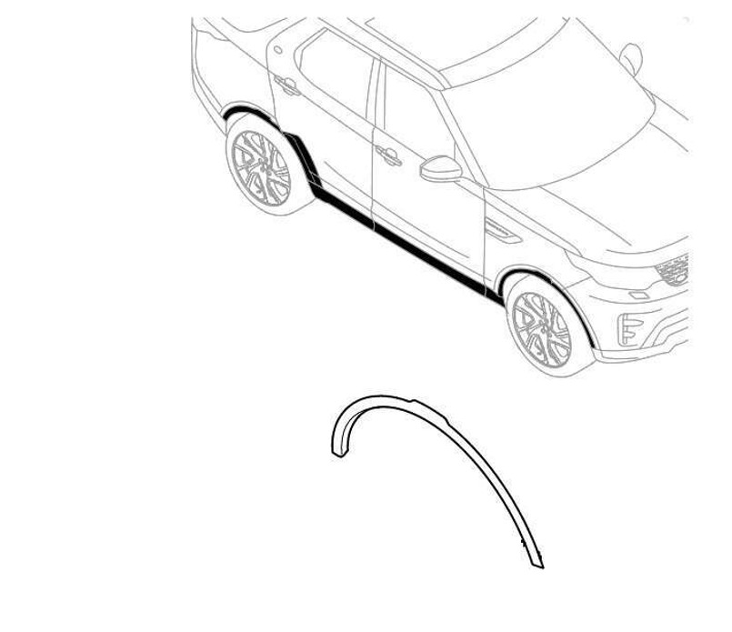 LR082815 - Right Hand Front Wheel Arch Moulding - Gloss Black - For Vehicles with Front and Rear Parking Cameras - Genuine Land Rover Product Image 1