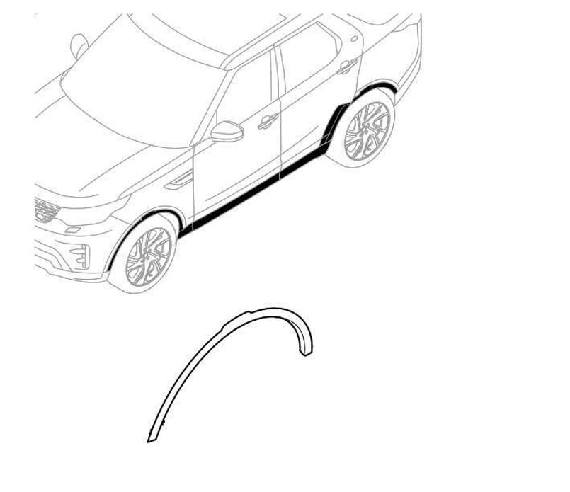 LR082936 - Left Hand Front Wheel Arch Moulding - Standard Arches - For Vehicles with Front and Rear Parking Cameras - Genuine Land Rover Product Image 1