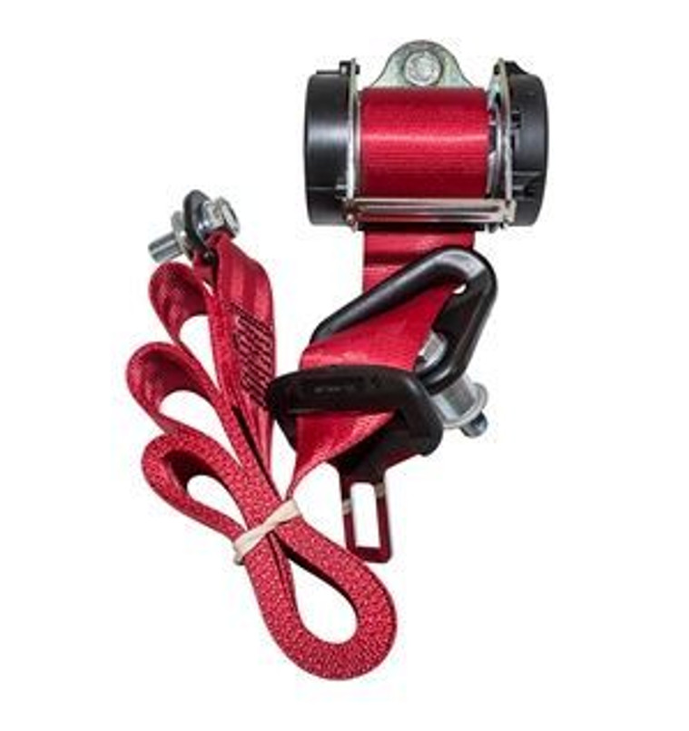 DA5059RH - Defender 2007 Onwards Seat Belt in Red - Fits to Right Hand Rear Side of Crew Cab Vehicle - Standard Belt, Tyre Approved Image 1