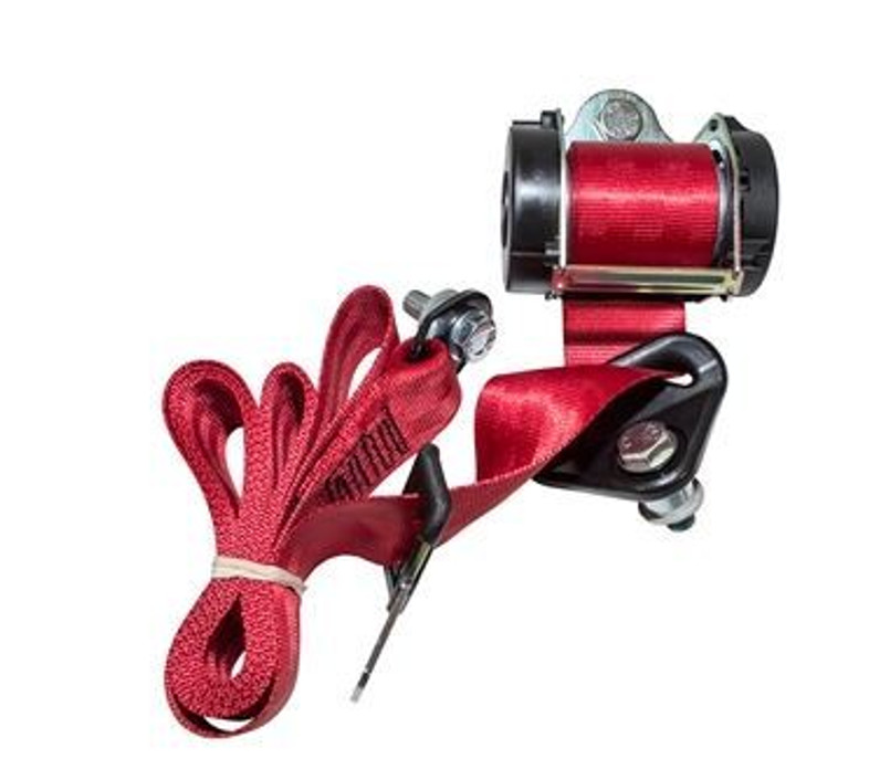 DA5060LH - Defender 98-2006 Onwards Seat Belt in Red - Fits to Left Hand Rear Side of Crew Cab Vehicle - Standard Belt, Tyre Approved Image 1