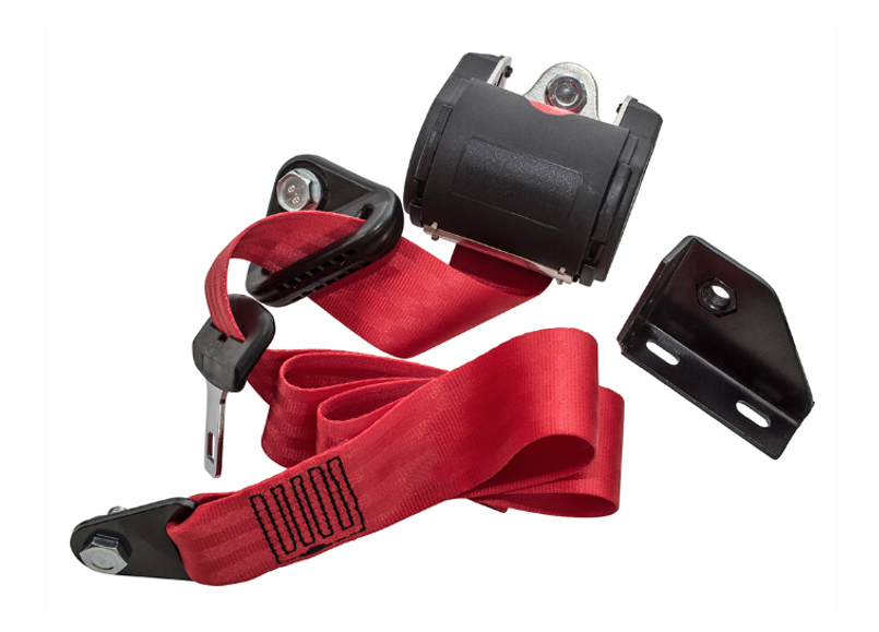 DA5079 - Seat Belt in Red - Fits to Right Hand Front - Defender Front Right Hand Seat Belt - Fits from 2001-2006 (Three Bolt 'L' Bracket) Image 1