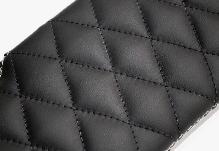 LRC34125 - Defender Sun Visor Kit - Black Diamond Quilted Leather with White Stitch by Lucari - Comes as a Pair Image 1