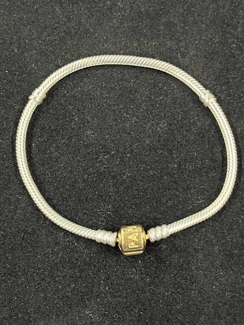 Pandora Moments Two-tone Barrel Clasp Snake Chain Bracelet - 7.1in.