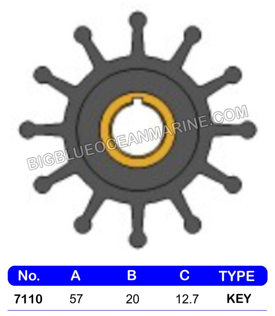 #7110-01K JMP Marine Flexible Impeller Kit (Replaces Sherwood 10077,  10077K, Onan 132-0375, 132-0379, 132-0498, 541-1519, Seirra 23-2000,  23-3302, 