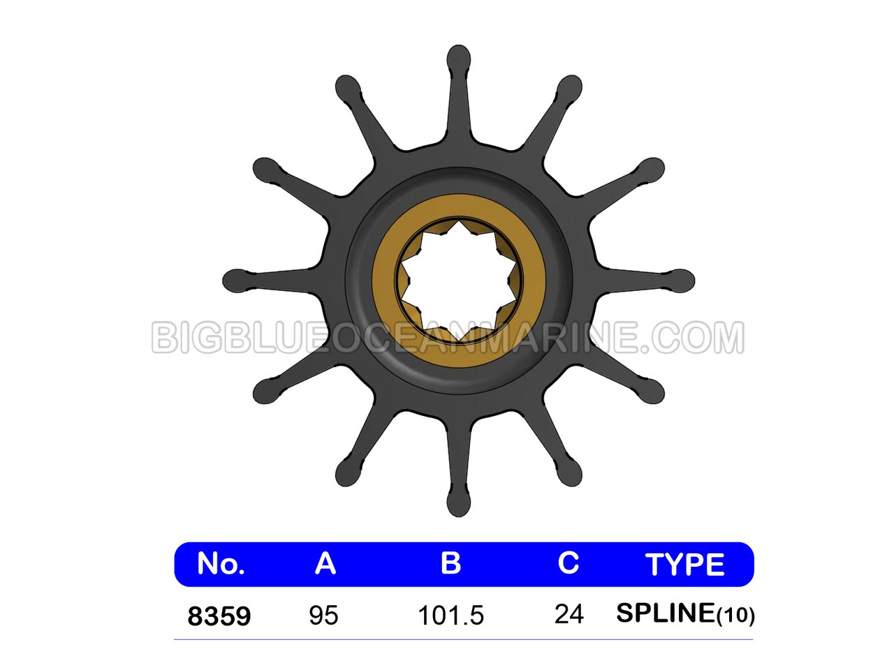 #8359-01K JMP Marine Flexible Impeller Kit Dimensional Layout