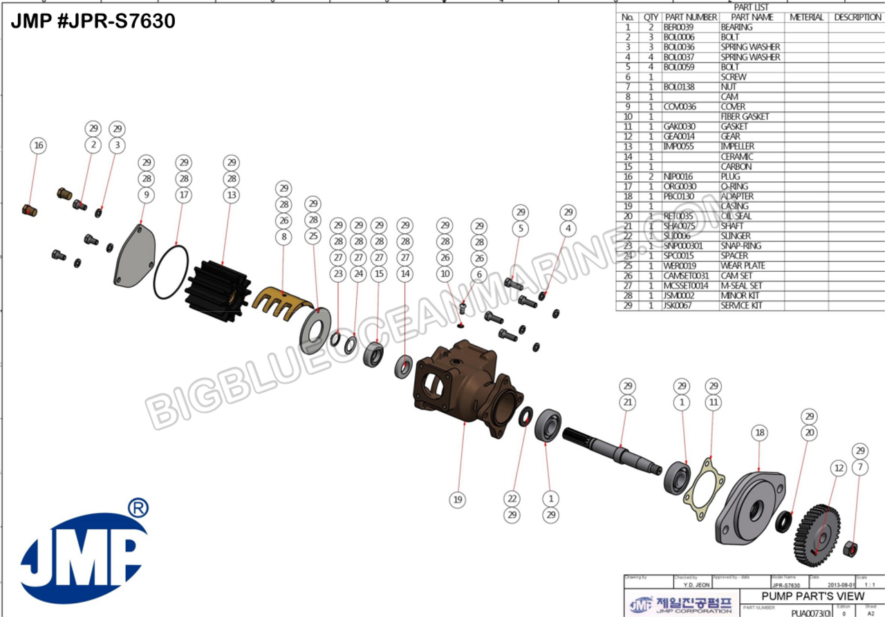 JMP #JPR-S7630
EXPLODED VIEW PARTS DIAGRAM