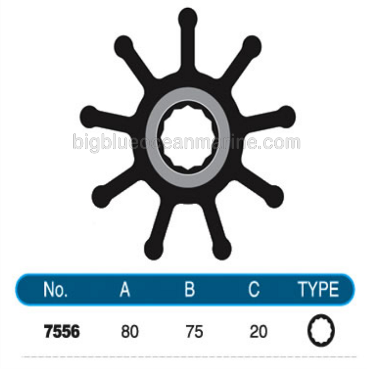 JMP FLEXIBLE IMPELLER #7556-01
(SPECS)