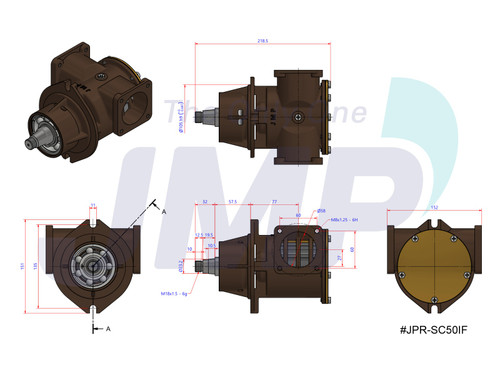 #JPR-SC50IF JMP Marine Scania Engine Cooling Seawater Pump Dimensional Layout