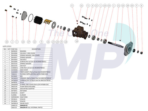 #JPR-S7633 JMP Marine John Deere Replacement Engine Cooling Seawater Pump Exploded View Diagram #JPR-S7633 JMP Marine John Deere Replacement Engine Cooling Seawater Pump Exploded View Diagram