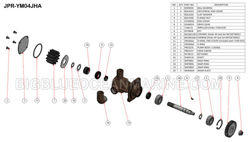 JPR-YM04JHA JMP MARINE YANMAR ENGINE COOLING PUMP
EXPLODED VIEW DIAGRAM