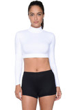 Danskin 3914 Womens' White Nylon Mock Turtleneck Crop Top