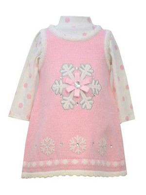 Bonnie Jean Pink Snowflake Sweater 