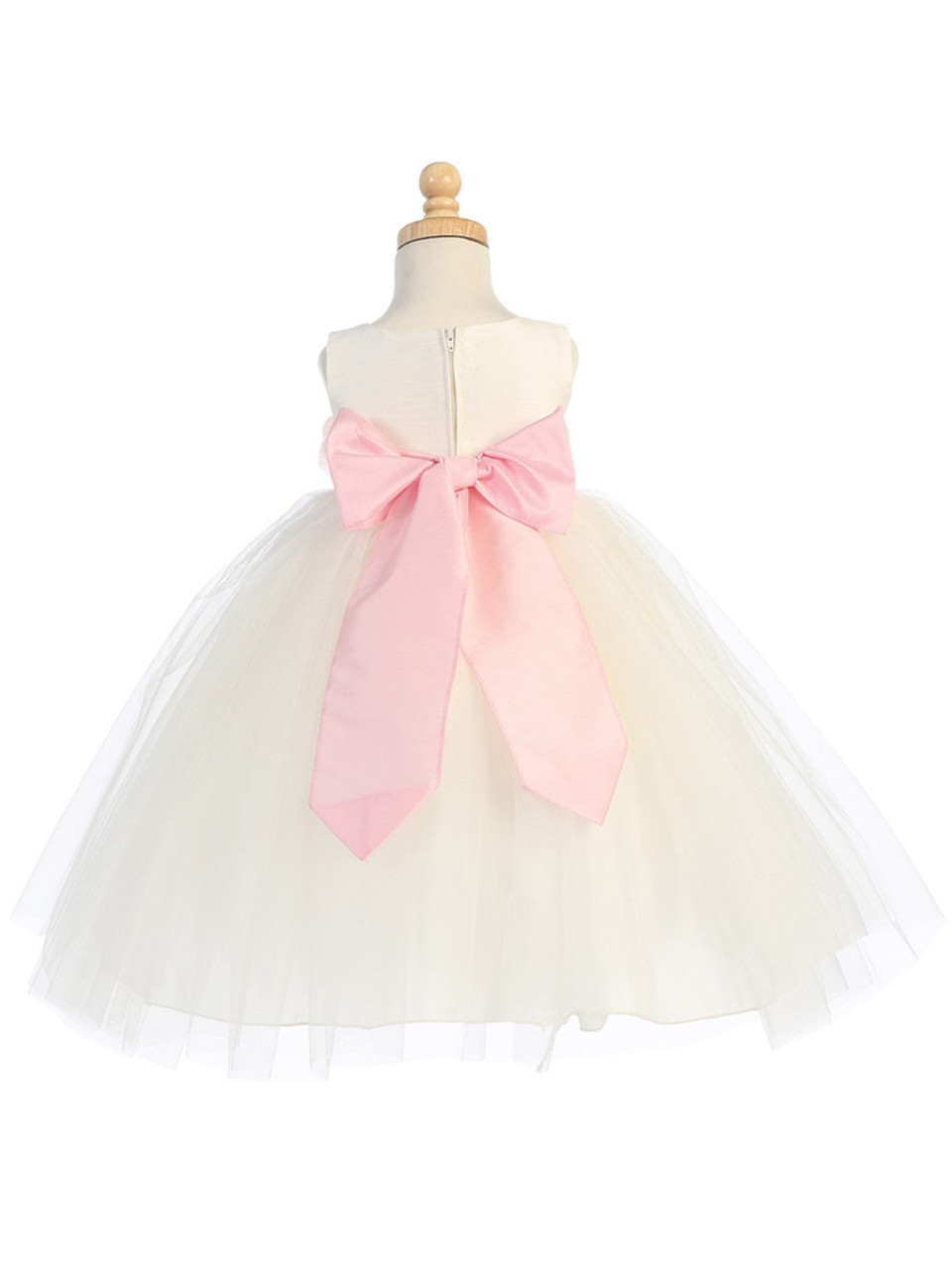 Blossom Ivory Poly Silk Bodice & Tulle Skirt Dress w/ Detachable