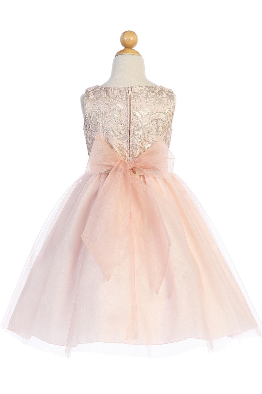 Blossom Father- Daughter BL253 Pink Jacquard & Tulle Dress - Pink Princess