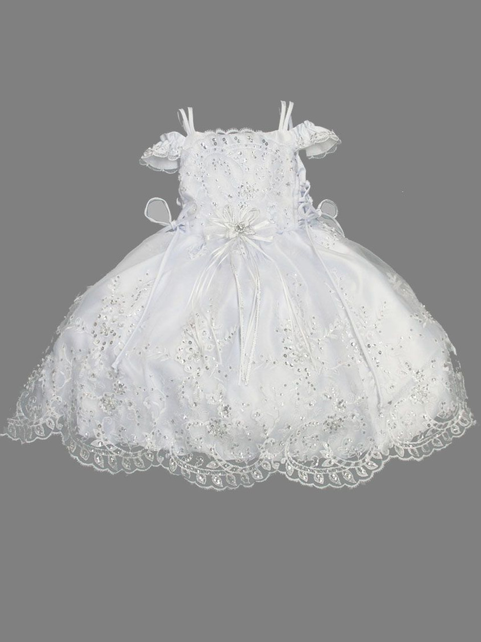 White Off-Shoulder Sleeve Sequins Dress w/ Cape - Pink Princess