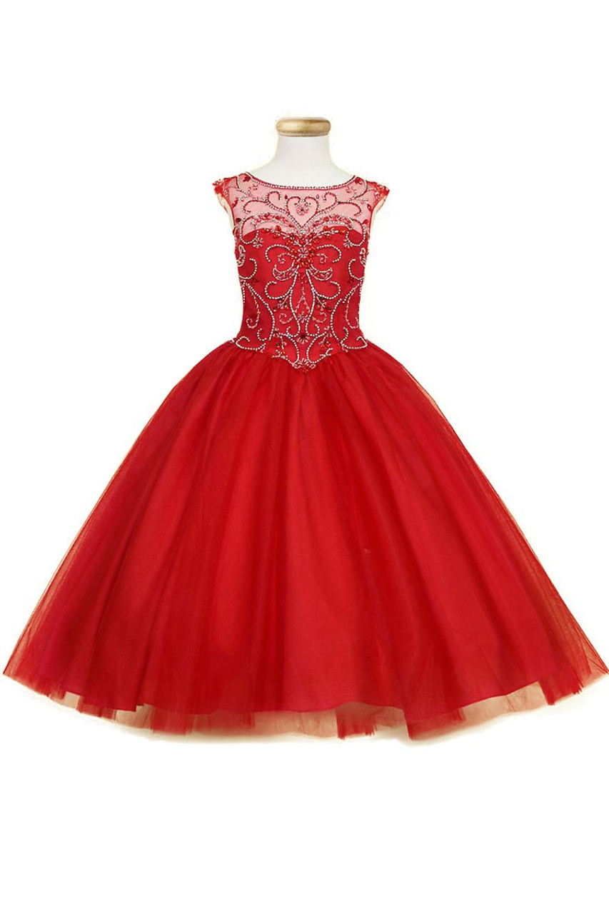 Sparkly Princess Red Off-The-Shoulder Ball Gown Prom Dress OP358