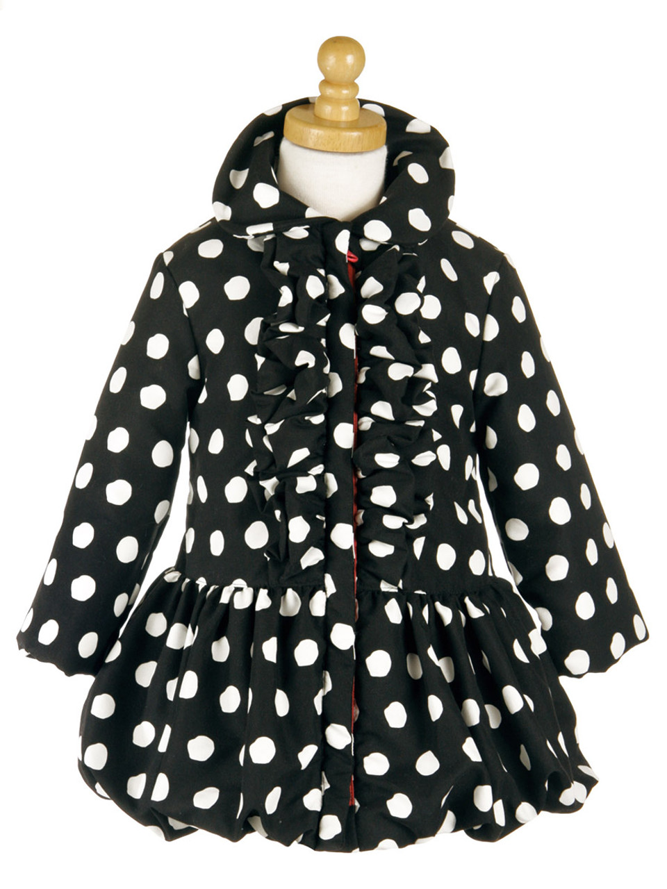 Black & White Polka Dots Ruffle Microfiber Jacket - Pink Princess