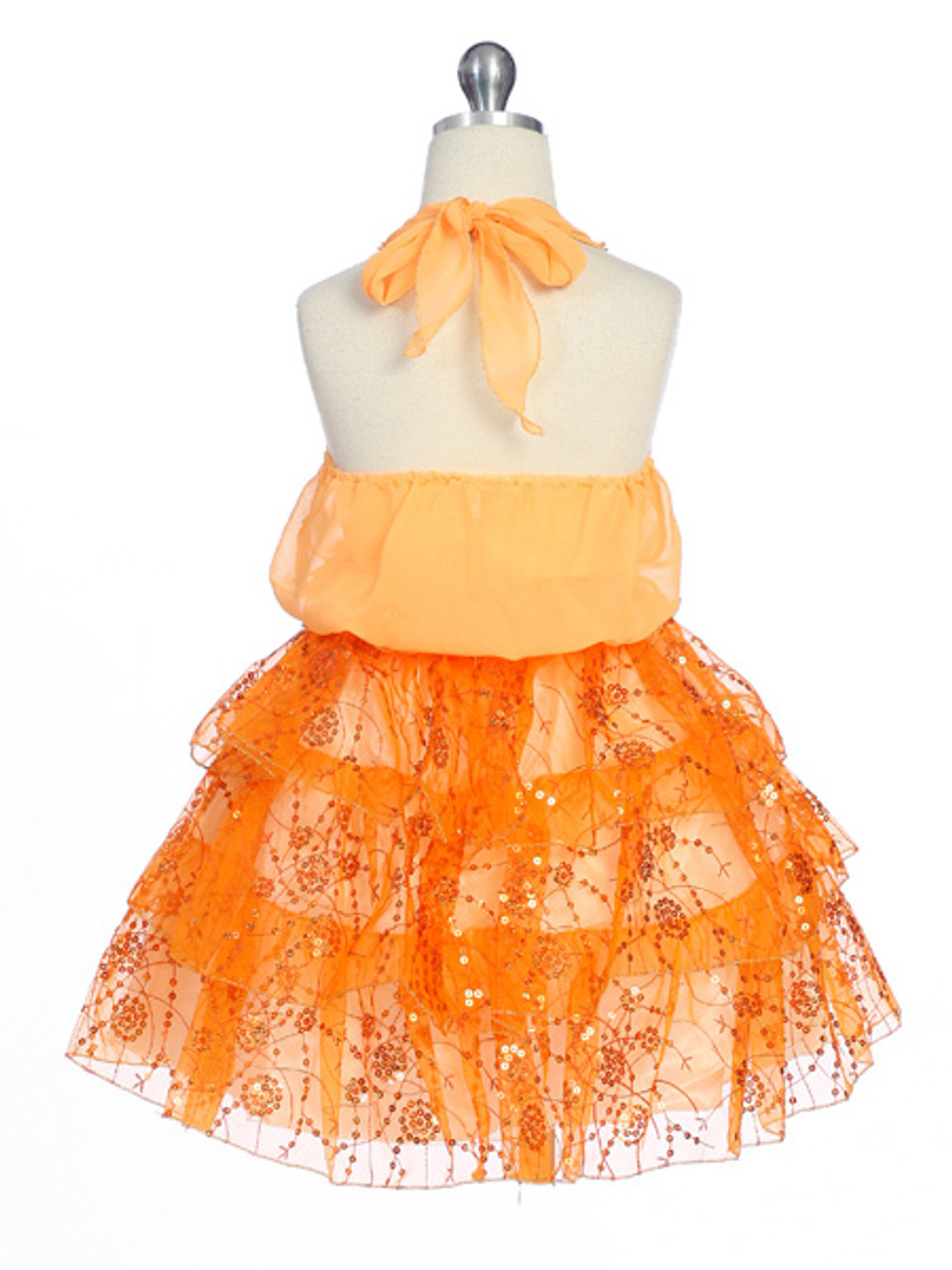 Orange Pageant Girl Dress - Organza Halter Top Dress - Pink Princess