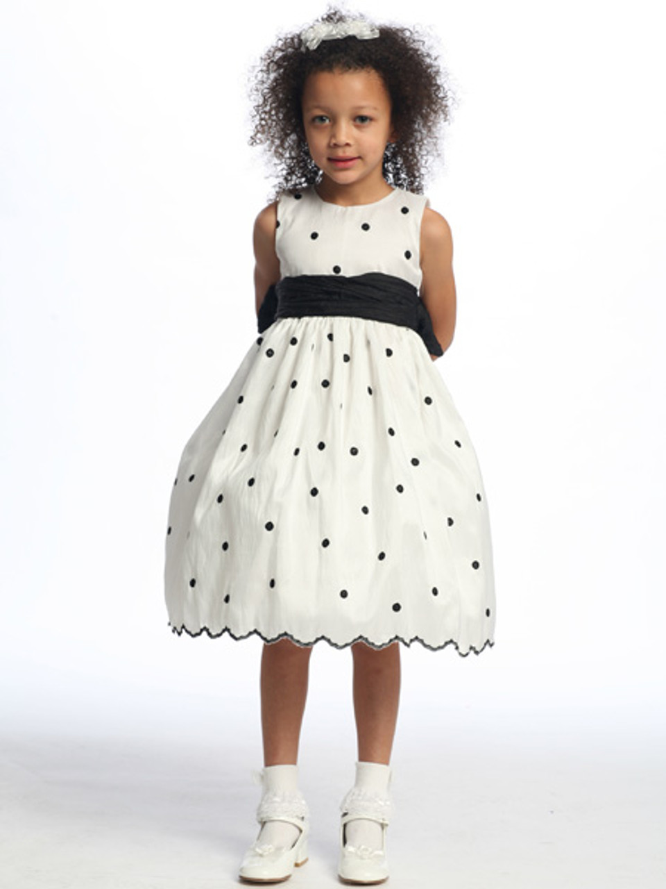 Black Polka Dots Pattern Girls Dresses