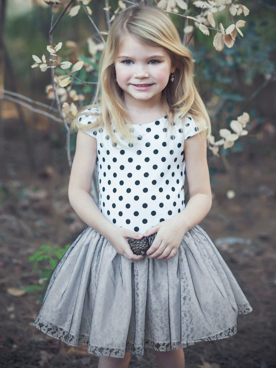 6917 Polka Dot Dress Tween {Ivory} S23 - Ethan's Closet Children's Boutique  & Little Feet