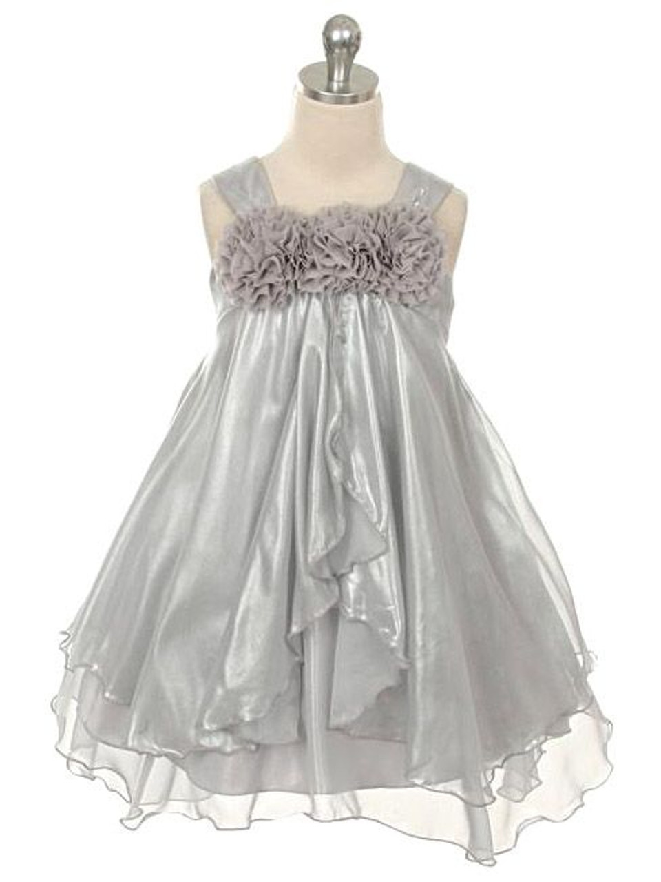 Silver Shiny Chiffon Dress - Pink Princess