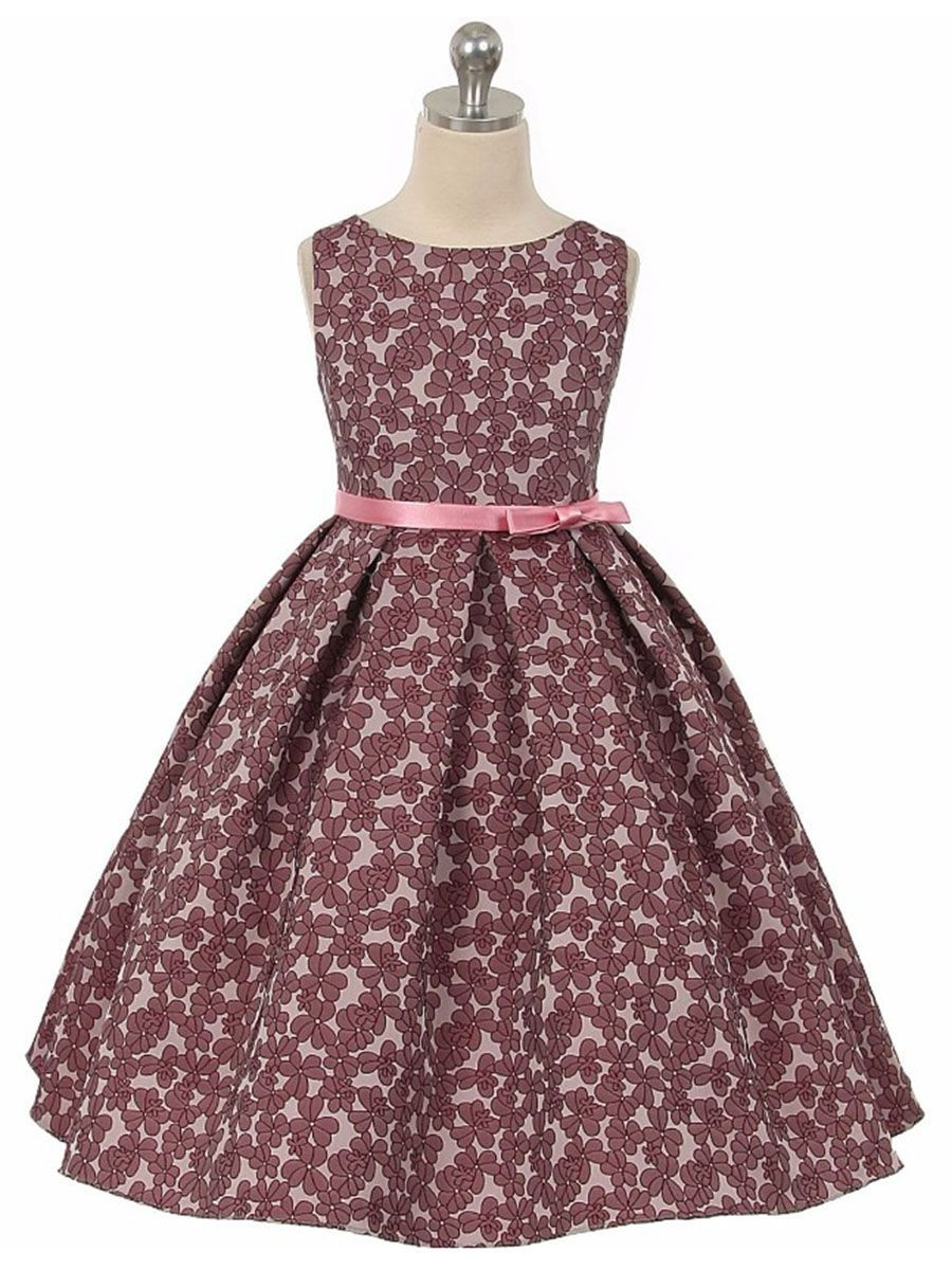 Mauve Floral Jacquard Dress - Pink Princess
