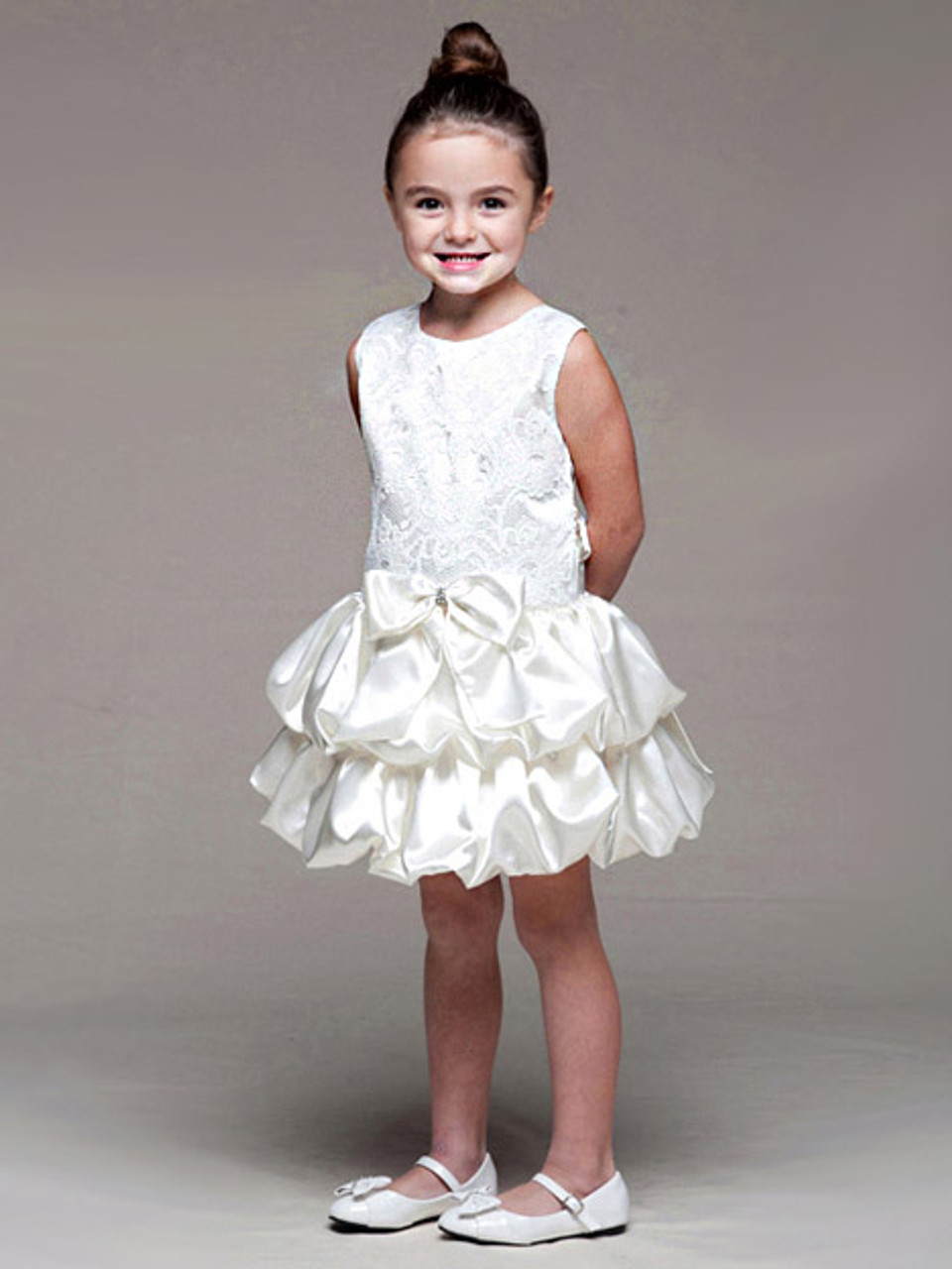 Crayon Kids Ivory Lace Bodice w/ Layered Bubble Skirt Dress - Size: 3T | Pink Princess