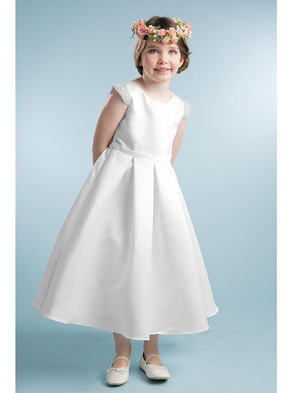 White satin sales girls dress